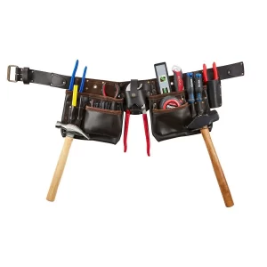 Cinturon portaherramientas de 18 bolsillos cuero Premiun