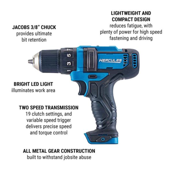 Taladro/destornillador compacto inalámbrico 12V 3/8 pulgadas. Solo herramienta