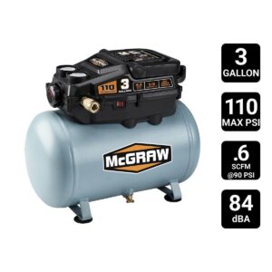 Compresor de aire hot dog sin aceite de 3 galones 1/3 hp 110 psi