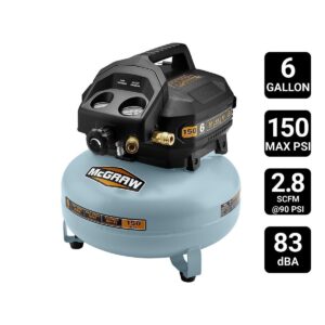 Compresor de aire tipo panqueque sin aceite de 6 galones de 0.8 hp 150 psi