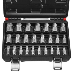Juego de extractores de tornillos multiestriados  , 25 piezas