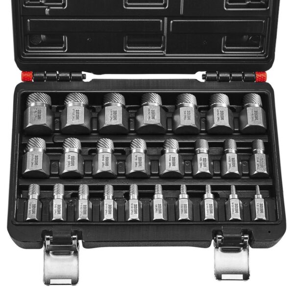 Juego de extractores de tornillos multiestriados  , 25 piezas