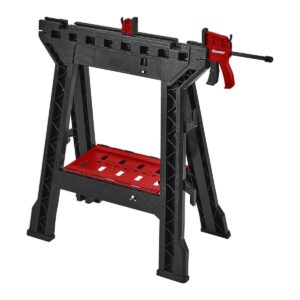 32 pulg. Polipropileno plegable caballo de sierra con abrazadera de barra, capacidad de 500 lb.