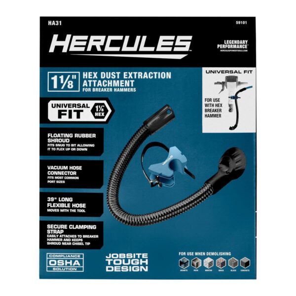 Accesorio de extracción de polvo hexagonal de 1-1/8 pulg. para martillos rompedores.