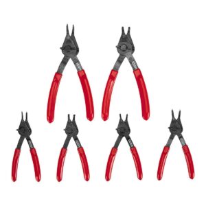 Juego de alicates para anillos de retención convertibles de cuarto de vuelta , 6 piezas.