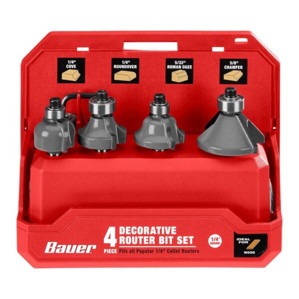 Juego de brocas fresadoras decorativas con punta de carburo , 4 piezas.
