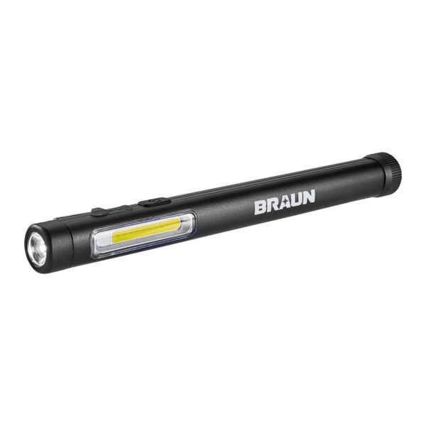 Linterna LED recargable de 250 lúmenes con luz UV.