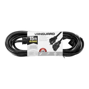 Cable de extensión para interior/exterior calibre 16/3 de 15 pies, negro.