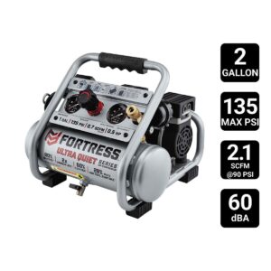 Compresor portatil de aire supersilencioso  de 2 galones, 135 PSI