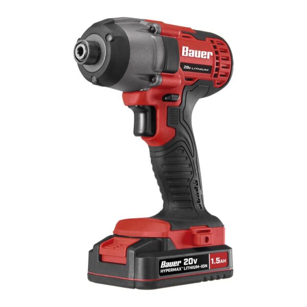 Kit de destornillador de impacto compacto hexagonal inalámbrico de 20 V de 1/4 pulgadas con batería de 1,5 Ah y cargador rápido - Image 3