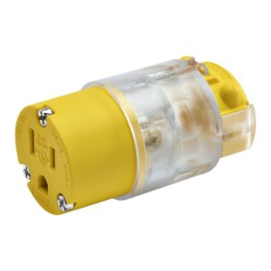 Conector hembra iluminado  de 125 V, 15 A, 12-18 AWG.