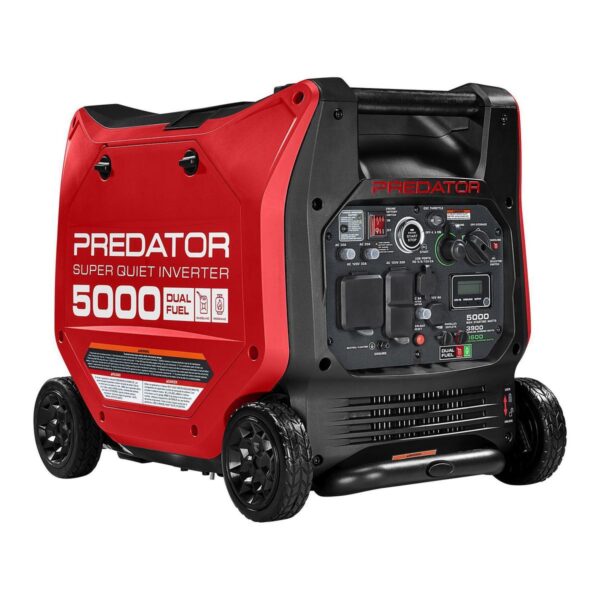 Generador inversor de combustible dual de 5000 watts con arranque remoto y tecnología CO SECURE.