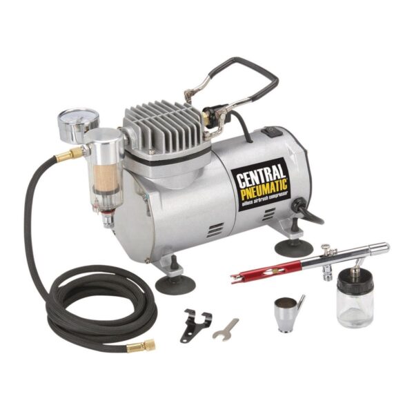 Kit de compresor con aerógrafo libre de aceite 1/5 HP 58 PSI