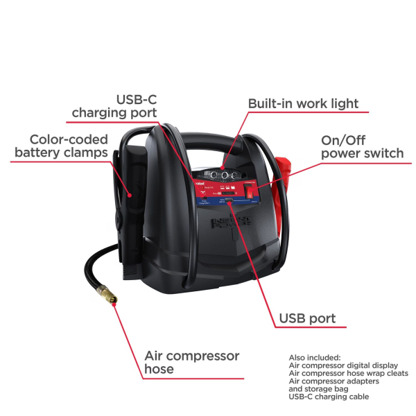 Arrancador Para Autos 1200 Amperes Compresor 150 Psi Y Usb Litio - Image 2