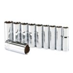 Dados profundos largos 3/8 pulgadas cromados 10 piezas