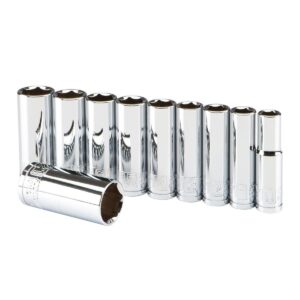 Dados profundos largos 3/8 pulgadas cromados 10 piezas