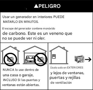 advertencia de seguridad sobre monóxido de carbono del generador