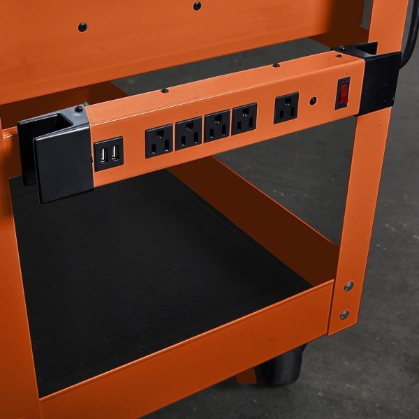 Regleta magnética de 5 salidas US GENERAL con carcasa metálica y 2 puertos USB, color naranja