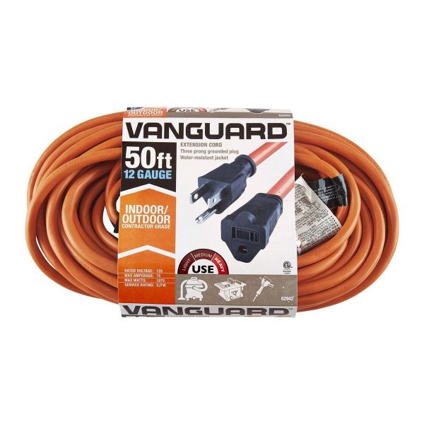 Cable de extensión para exteriores calibre 12/3 de 50 pies, color naranja