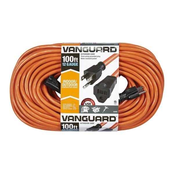 Cable de extensión para exteriores calibre 12/3 x 100 pies, color naranja