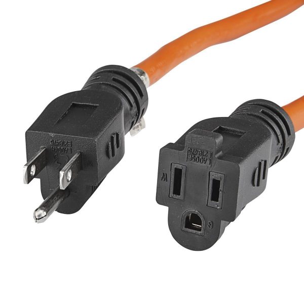 Cable de extensión para exteriores calibre 12/3 x 100 pies, color naranja